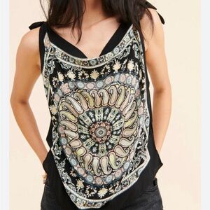 Free People Bohemian Black and Cream Women's Top